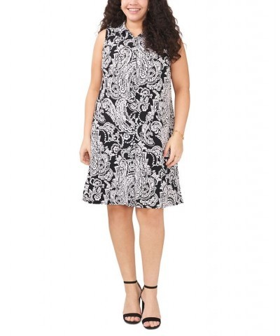 Plus Size Paisley-Print Sleeveless Shirtdress Black/White $46.28 Dresses