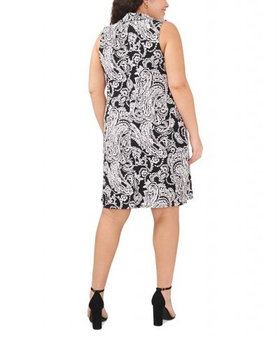 Plus Size Paisley-Print Sleeveless Shirtdress Black/White $46.28 Dresses