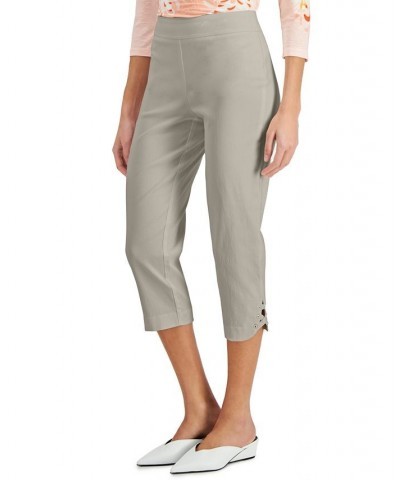 Petite Crisscross-Hem Capri Pants Tan/Beige $15.07 Pants