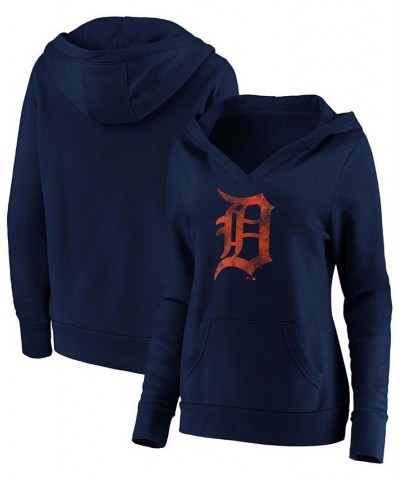 Plus Size Navy Detroit Tigers Core Team Crossover V-Neck Pullover Hoodie Navy $35.20 Sweatshirts