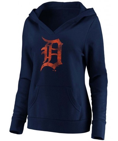 Plus Size Navy Detroit Tigers Core Team Crossover V-Neck Pullover Hoodie Navy $35.20 Sweatshirts