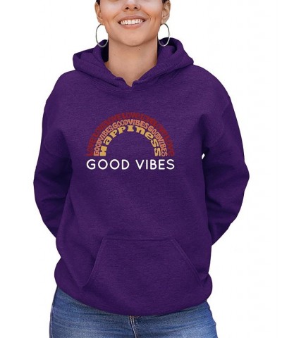 Women's Word Art Good Vibes Hooded Sweatshirt Purple $30.00 Sweatshirts