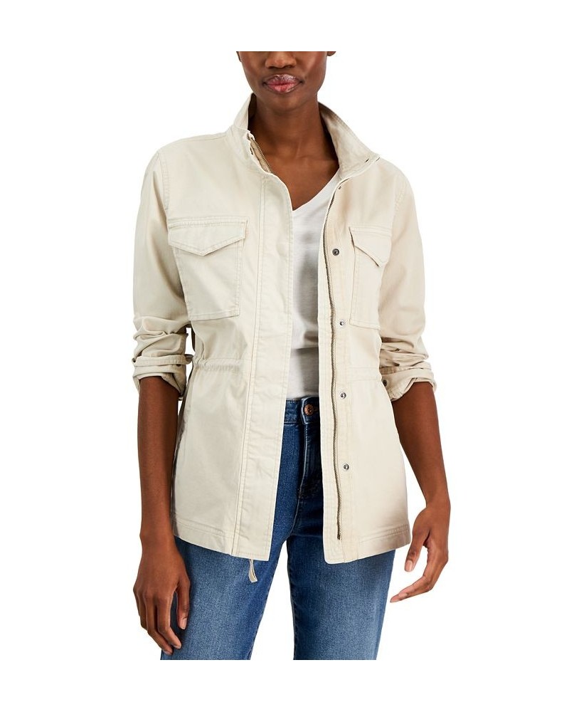 Petite Cotton Utility Jacket Tan/Beige $24.38 Jackets