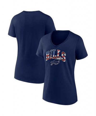Women's Branded Navy Buffalo Bills Team Banner Wave V-Neck T-shirt Navy $14.52 Tops