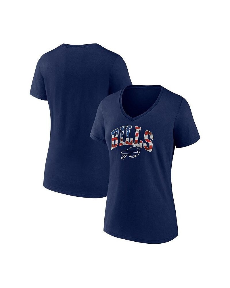 Women's Branded Navy Buffalo Bills Team Banner Wave V-Neck T-shirt Navy $14.52 Tops