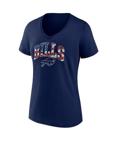 Women's Branded Navy Buffalo Bills Team Banner Wave V-Neck T-shirt Navy $14.52 Tops