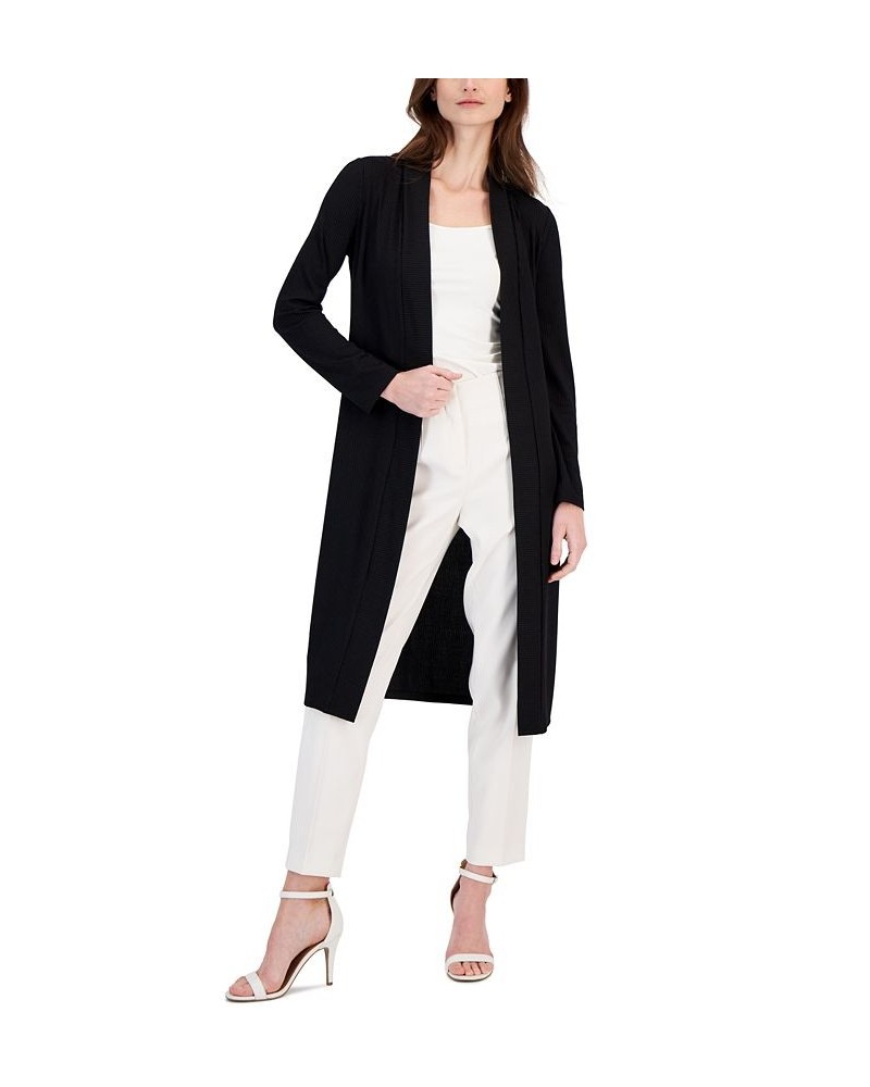 Women's Open-Front Ribbed Knit Cardigan Anne Black $28.29 Sweaters