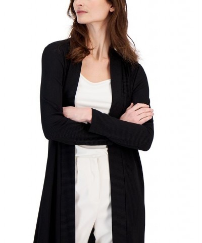 Women's Open-Front Ribbed Knit Cardigan Anne Black $28.29 Sweaters