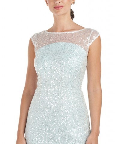 Women's Claire Sequined Midi Dress Light Aqua $85.68 Dresses