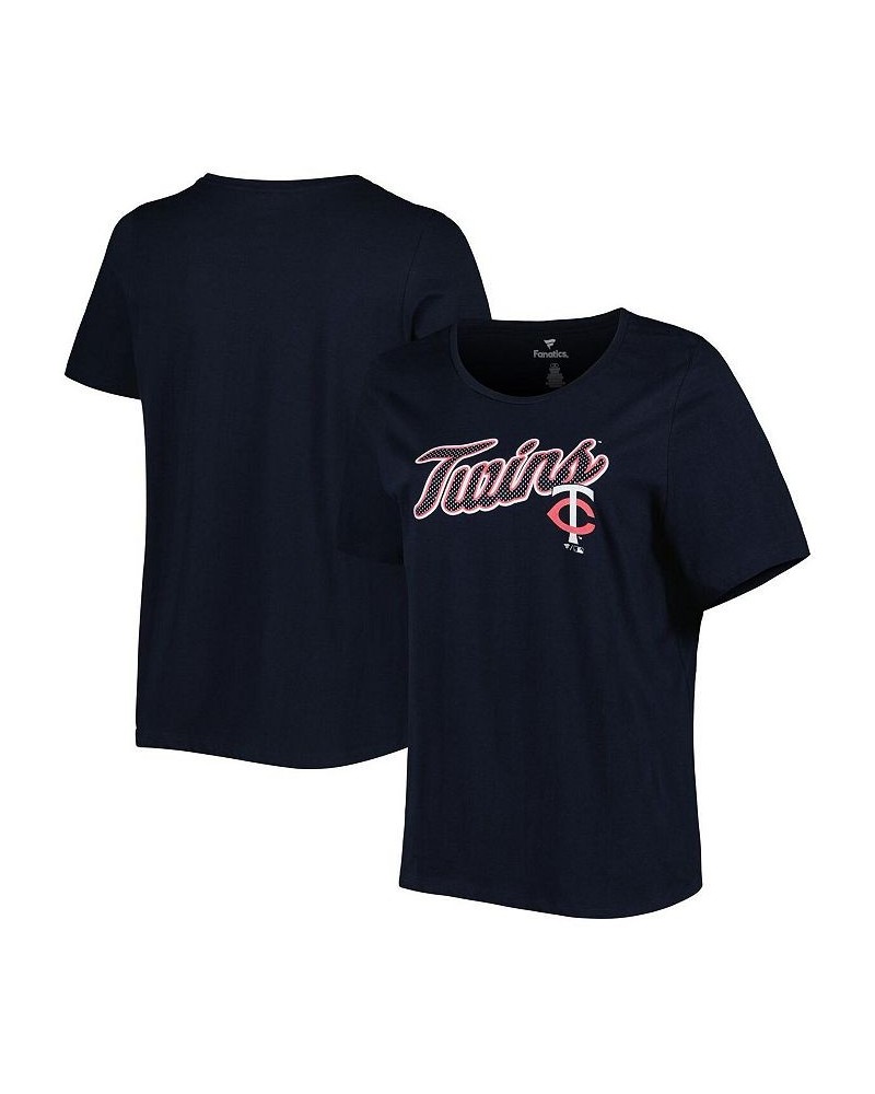 Women's Navy Minnesota Twins Plus Size Team Scoop Neck T-shirt Navy $18.54 Tops