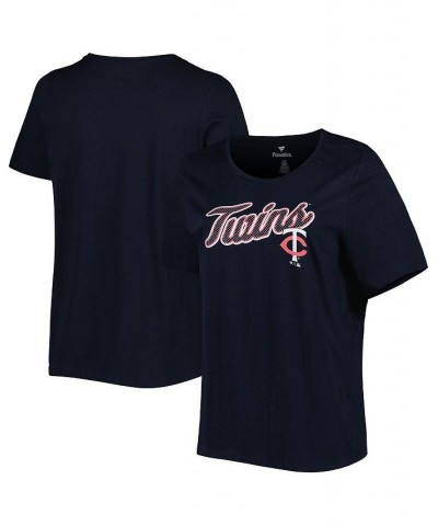 Women's Navy Minnesota Twins Plus Size Team Scoop Neck T-shirt Navy $18.54 Tops