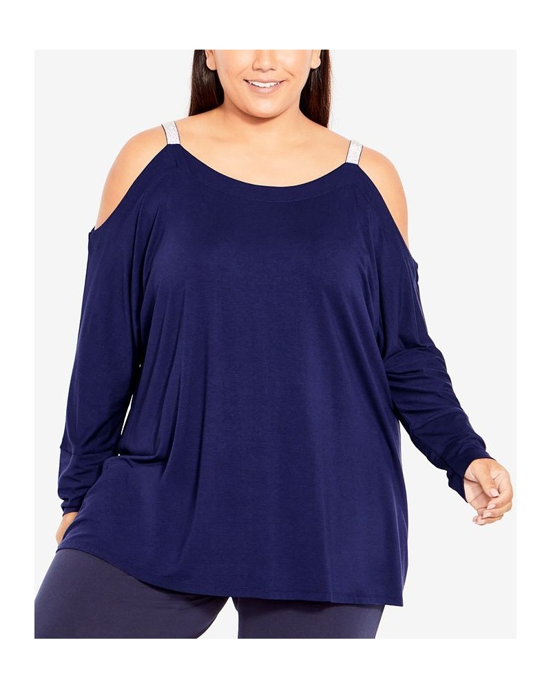 Plus Size Active Cold Shoulder Top Blue $34.81 Tops