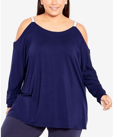 Plus Size Active Cold Shoulder Top Blue $34.81 Tops