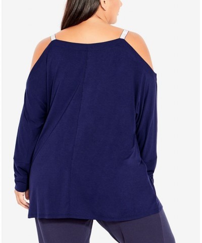 Plus Size Active Cold Shoulder Top Blue $34.81 Tops