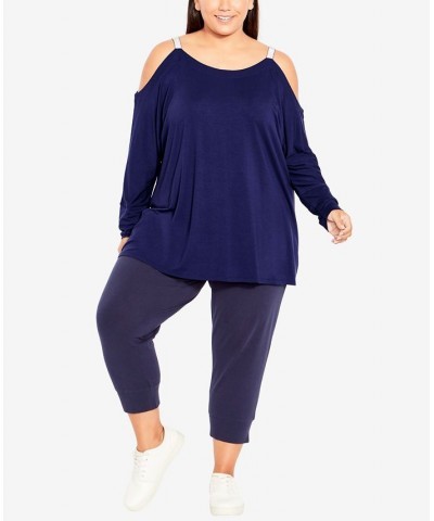 Plus Size Active Cold Shoulder Top Blue $34.81 Tops