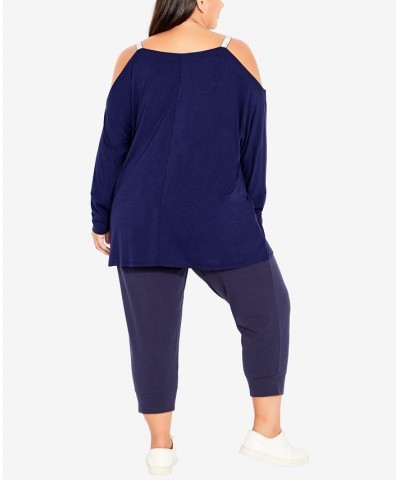 Plus Size Active Cold Shoulder Top Blue $34.81 Tops