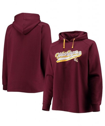 Women's Branded Burgundy Washington Football Team Plus Size First Contact Raglan Pullover Hoodie Burgundy $36.00 Sweatshirts