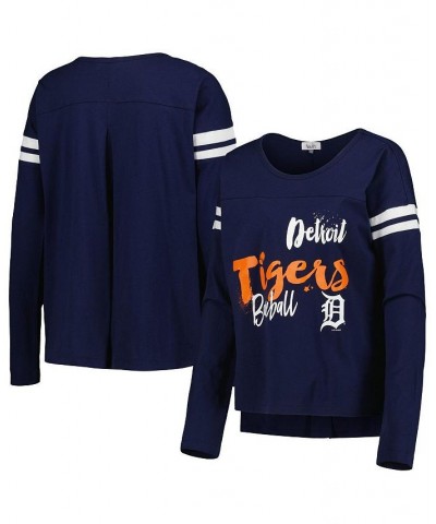 Women's Navy Detroit Tigers Free Agent Long Sleeve T-shirt Navy $28.02 Tops