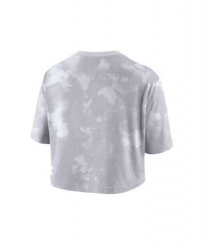 Women's White Texas Longhorns Tie-Dye Cropped T-shirt White $20.25 Tops