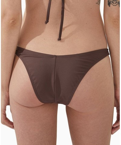 Women's O-Ring Seamed Brazilian Bikini Bottoms Brownie $14.00 Swimsuits