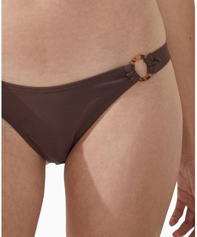 Women's O-Ring Seamed Brazilian Bikini Bottoms Brownie $14.00 Swimsuits