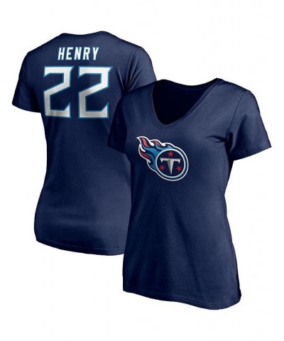 Women's Branded Derrick Henry Navy Tennessee Titans Player Icon Name Number V-Neck T-shirt Navy $15.54 Tops