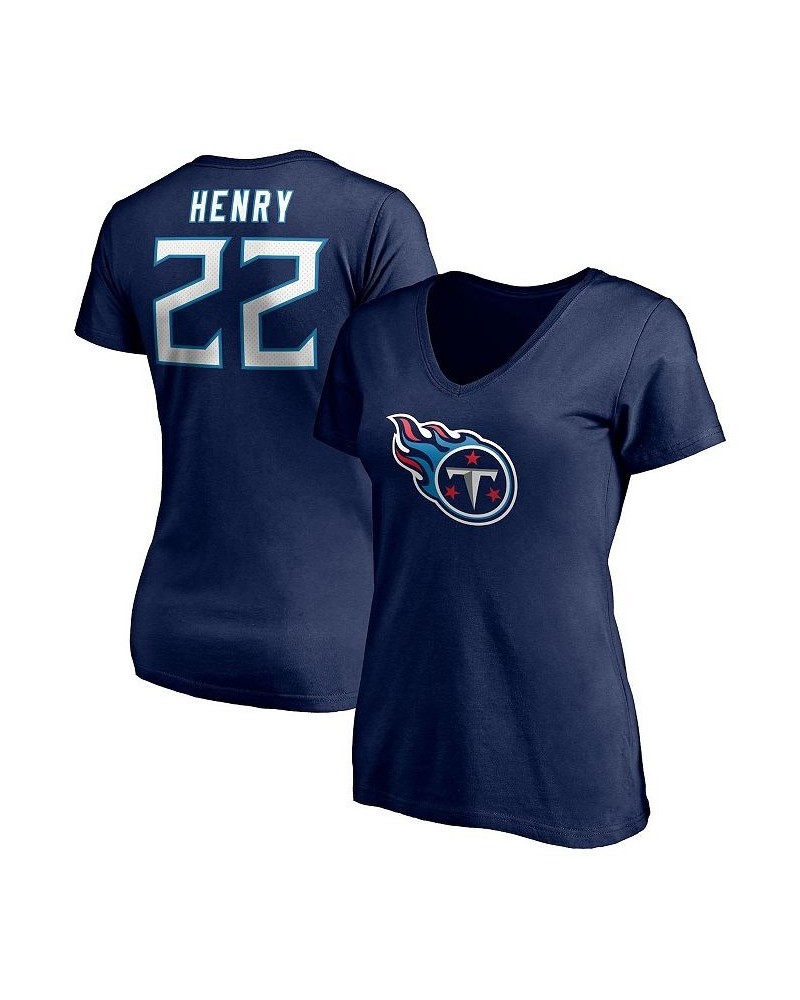 Women's Branded Derrick Henry Navy Tennessee Titans Player Icon Name Number V-Neck T-shirt Navy $15.54 Tops