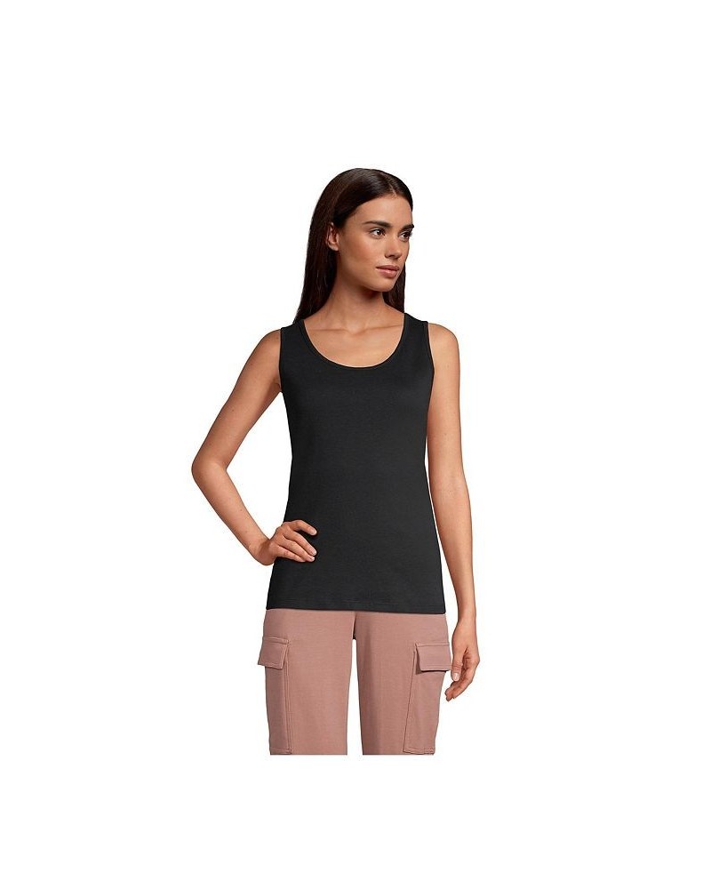 Women's Petite Cotton Tank Top Black $20.85 Tops