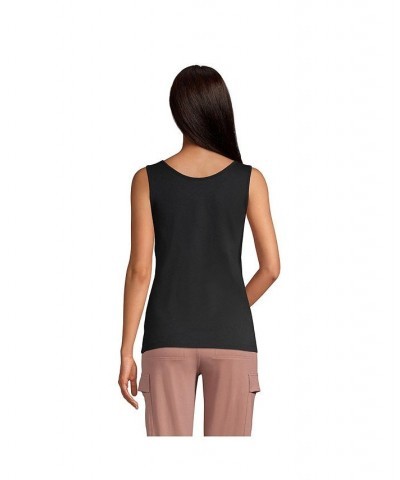 Women's Petite Cotton Tank Top Black $20.85 Tops