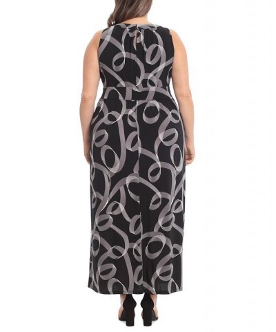 Plus Size Halter Keyhole Printed Maxi Dress Black $54.50 Dresses