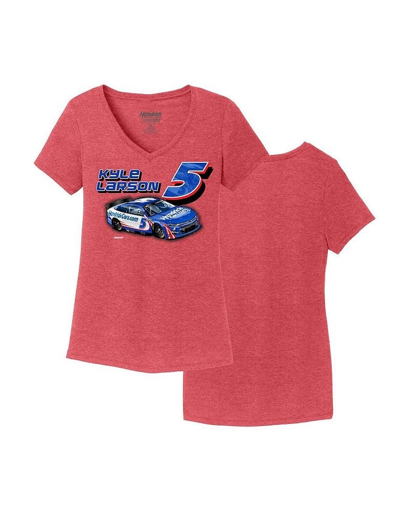 Women's Heather Red Kyle Larson One-Spot V-Neck T-shirt Heather Red $21.00 Tops