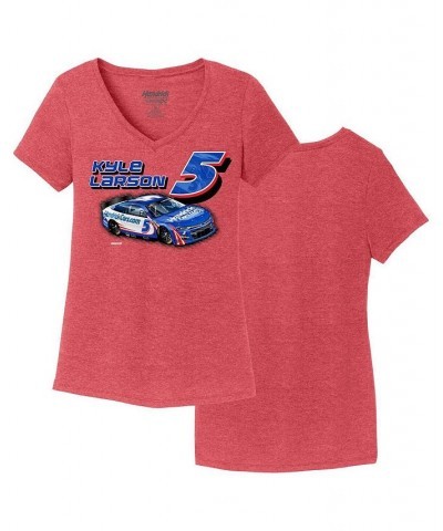 Women's Heather Red Kyle Larson One-Spot V-Neck T-shirt Heather Red $21.00 Tops