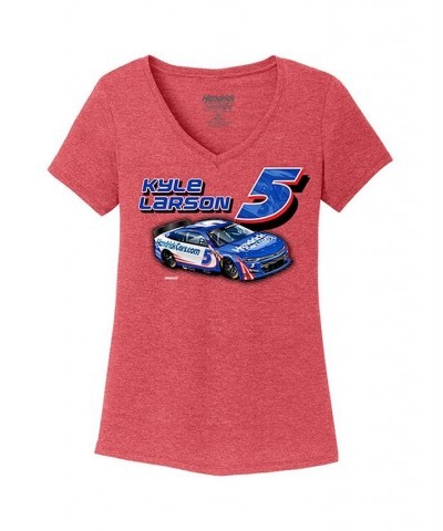 Women's Heather Red Kyle Larson One-Spot V-Neck T-shirt Heather Red $21.00 Tops