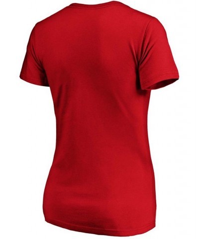 Women's Red Washington Nationals Core Official Logo V-Neck T-shirt Red $21.59 Tops