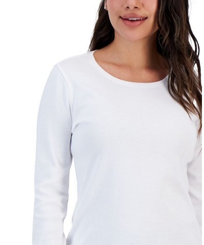 Petite Solid Long-Sleeve Crewneck Top Black $11.75 Tops