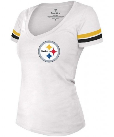 Women's Chase Claypool White Pittsburgh Steelers Name Number V-Neck T-shirt White $26.00 Tops