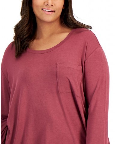 Plus Size Long-Sleeve Jersey Sleep Top Wild Ginger $11.09 Sleepwear