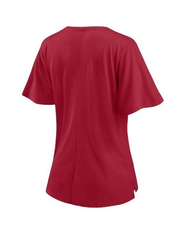 Women's Branded Red Tampa Bay Buccaneers Southpaw Flutter V-Neck T-shirt Red $22.00 Tops