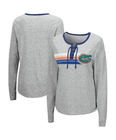 Women's Heathered Gray Florida Gators Sundial Tri-Blend Long Sleeve Lace-Up T-shirt Heathered Gray $23.00 Tops