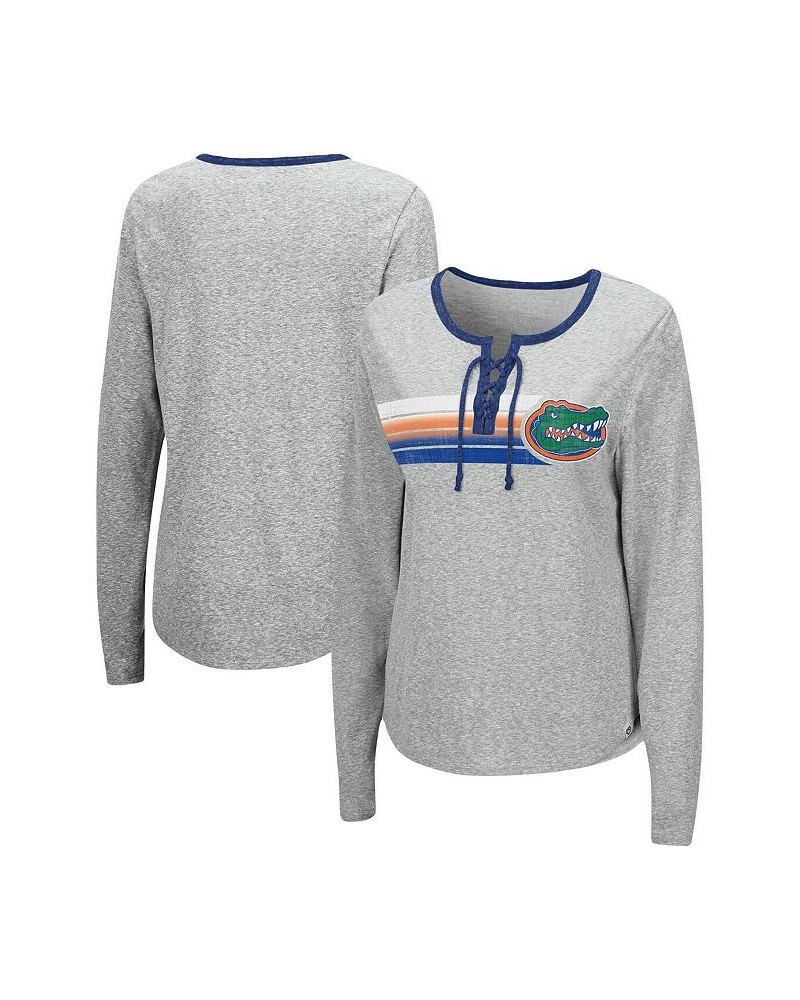 Women's Heathered Gray Florida Gators Sundial Tri-Blend Long Sleeve Lace-Up T-shirt Heathered Gray $23.00 Tops