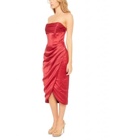 Women's Jamila Strapless Sweetheart Corset Dress Red $26.21 Dresses