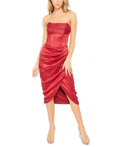 Women's Jamila Strapless Sweetheart Corset Dress Red $26.21 Dresses