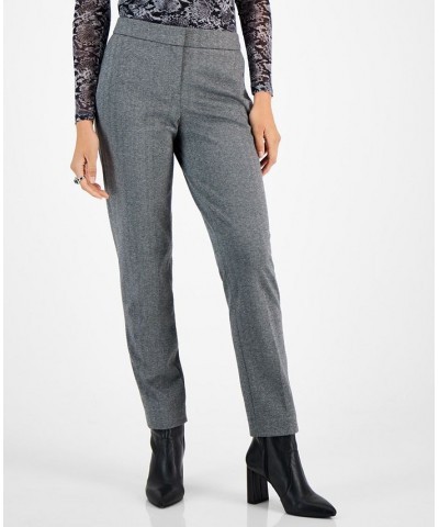 Women's Shimmer Herringbone Straight-Leg Ankle Pants Silver Combo $28.34 Pants