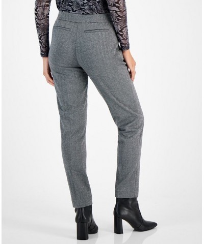 Women's Shimmer Herringbone Straight-Leg Ankle Pants Silver Combo $28.34 Pants