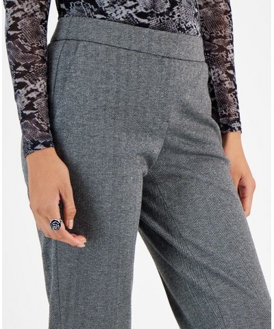 Women's Shimmer Herringbone Straight-Leg Ankle Pants Silver Combo $28.34 Pants