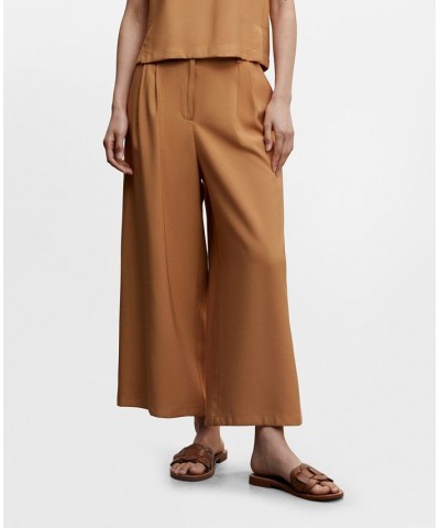 Women's Pleated Culottes Pants Brown $28.20 Pants