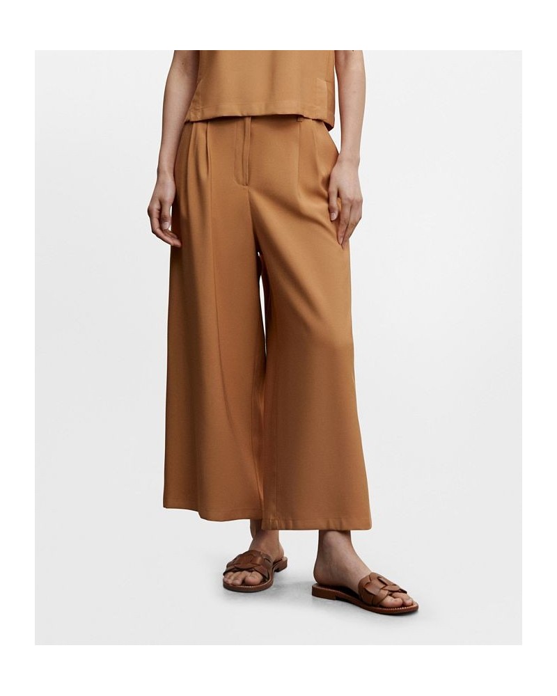 Women's Pleated Culottes Pants Brown $28.20 Pants