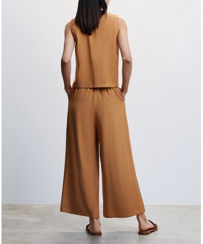 Women's Pleated Culottes Pants Brown $28.20 Pants