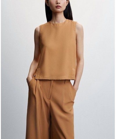 Women's Pleated Culottes Pants Brown $28.20 Pants