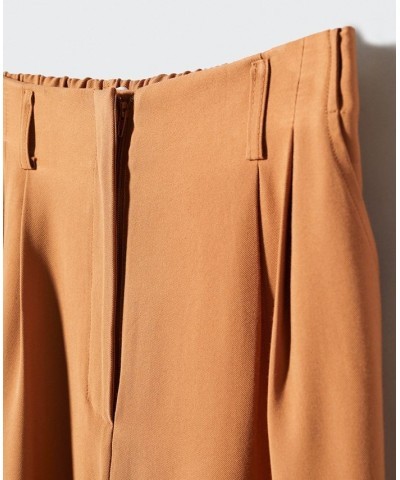 Women's Pleated Culottes Pants Brown $28.20 Pants